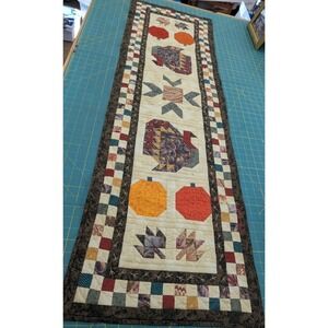 Handmade Quilted Table Runner Thanksgiving Fall 53X17 Give Thanks unto the Lord